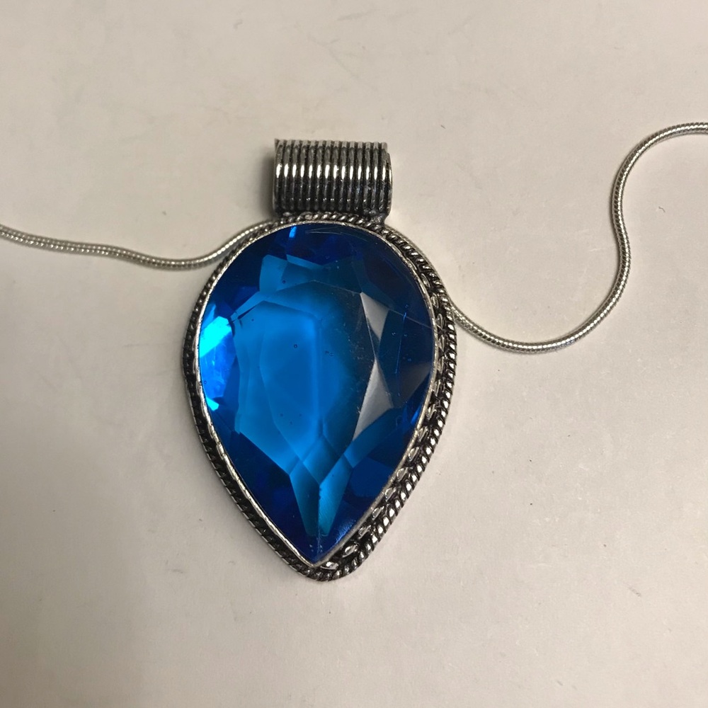Blue Topaz Stamped 925 Sterling Silver Necklace